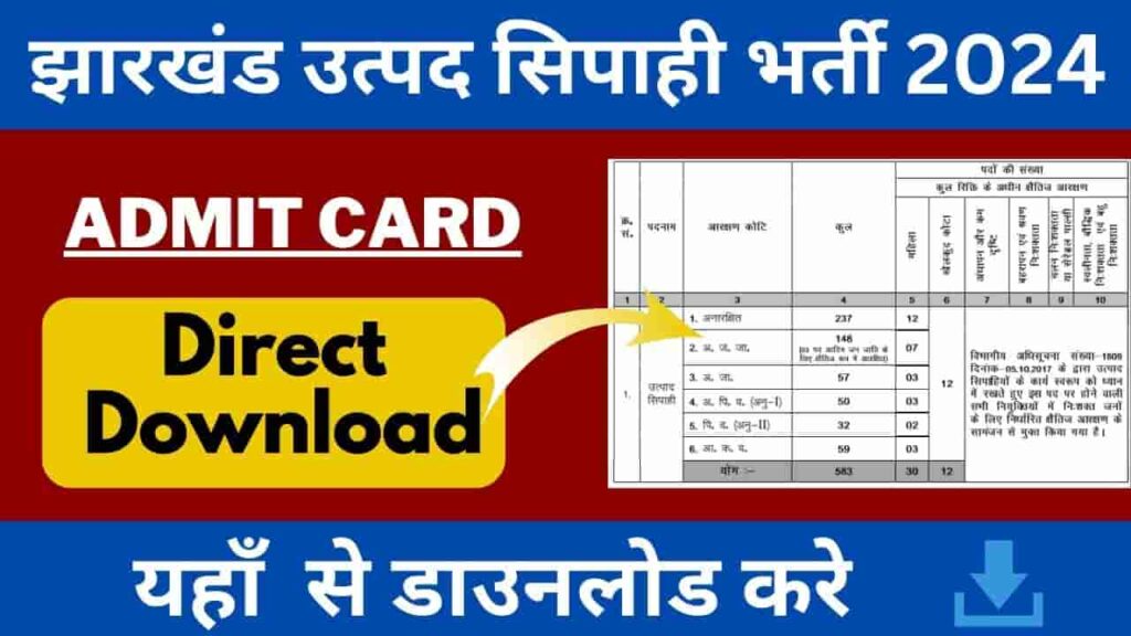 Jharkhand Utpad Sipahi Admit Card 2024